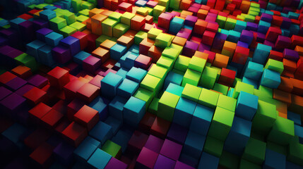 Fototapeta na wymiar Abstract 3d background wallpaper with colorful cubes. Created with Generative AI Technology
