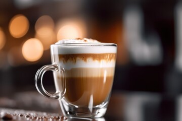 Generative AI close up a cup macchiato Food Photography