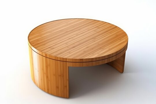 Sleek and compact bamboo coffee table in a minimalist living room setting