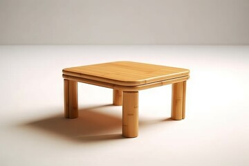 Sleek and compact bamboo coffee table in a minimalist living room setting