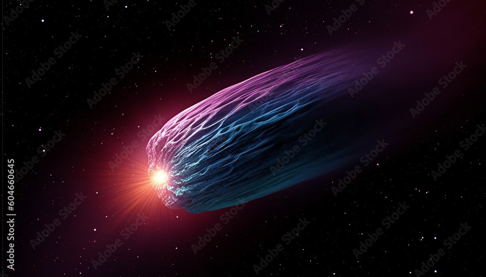 Poster abstract galaxy explodes in bright supernova, illuminating star field generated by ai