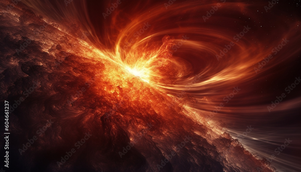 Poster design a futuristic backdrop with exploding galaxies and glowing stars generated by ai