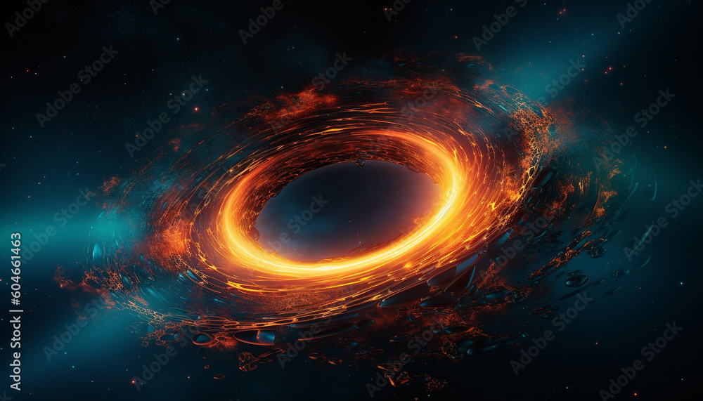 Poster supernova exploding in deep space, illuminating galaxy with glowing heat generated by ai