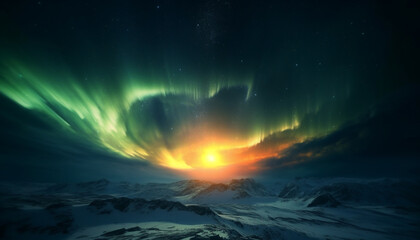 Fototapeta na wymiar Majestic mountain range illuminated by starry Milky Way at night generated by AI