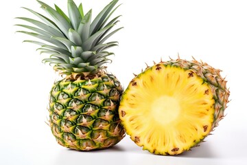 Pineapple and half pineapple isolated on white background generated by AI