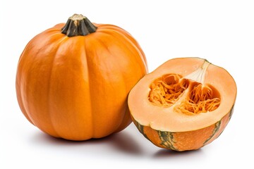 Pumpkin and half pumpkin isolated on white background generated by AI