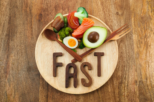 Intermittent fasting. Healthy breakfast, diet food concept. Organic meal. Fat loss concept.