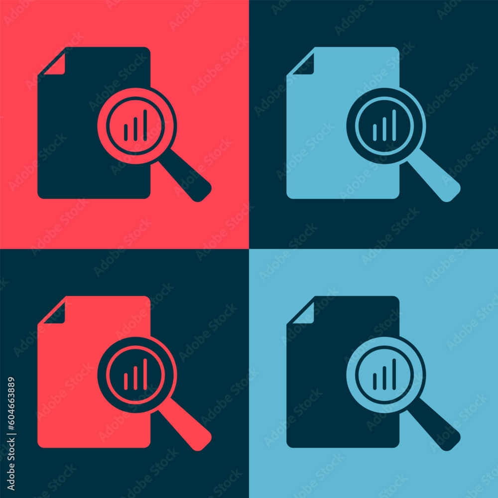 Poster pop art document with graph chart icon isolated on color background. report text file icon. accounti