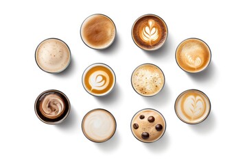 Generative AI collection mix a cup macchiato top view Food Photography