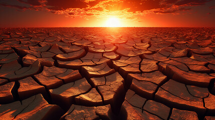 Dry land with cracked.High temperature and hot weather.Climate change and global warming concept.El Nino Concept.