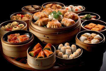 Generative AI Dim sum or dinxin is one of the most popular Cantonese Food Photography