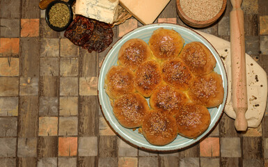 Close up of Traditional Danube bread salty