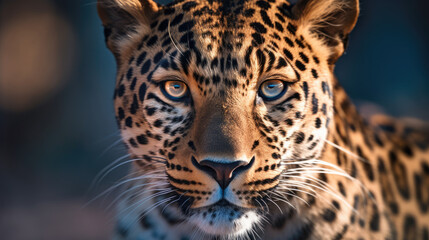 Close up portrait of a leopard.