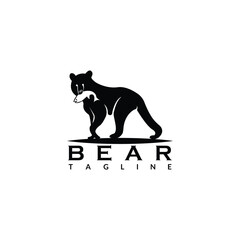 bear fishing vector logo design template