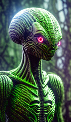 Fototapeta premium Portrait of an alien, a creepy humanoid. Generative AI