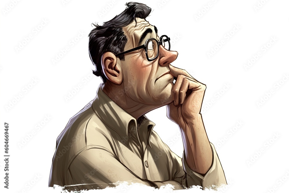 Poster thinking cartoon isolated on white background. generated by ai.