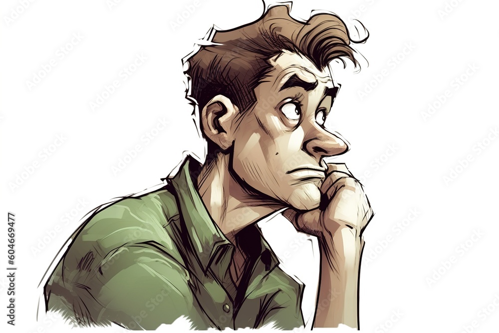 Poster thinking cartoon isolated on white background. generated by ai.