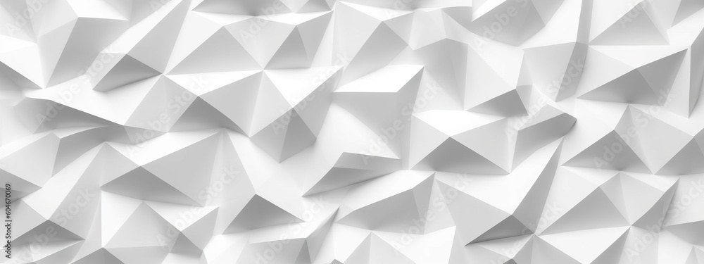 Poster abstract wide white texture with geometric triangular 3d triangles pattern wall background banner il