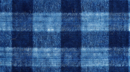 Fototapeta premium Blue and Black Checkered Flannel Fabric Texture Background - Plaid - Textile Material - Generative AI