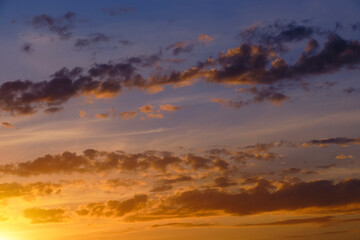 Fototapeta na wymiar Clouds blue sky background during sunset.