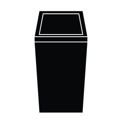 Black office waste bin on white background