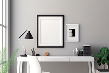 empty frame on a wall, mock up, ai generated