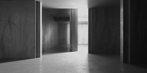 Abstract empty modern interior. Concrete walls