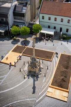 Trinity square from the city tower, Trnava, Slovakia