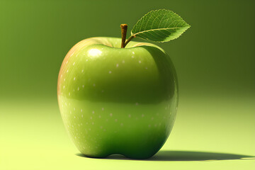 Fresh green apple isolated on green background, generative ai