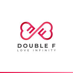 Letter F Infinity Logo design and Endless love symbol for Valentine's day Wedding Dating and Charity concept