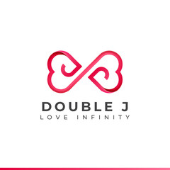 Letter J Infinity Logo design and Endless love symbol for Valentine's day Wedding Dating and Charity concept
