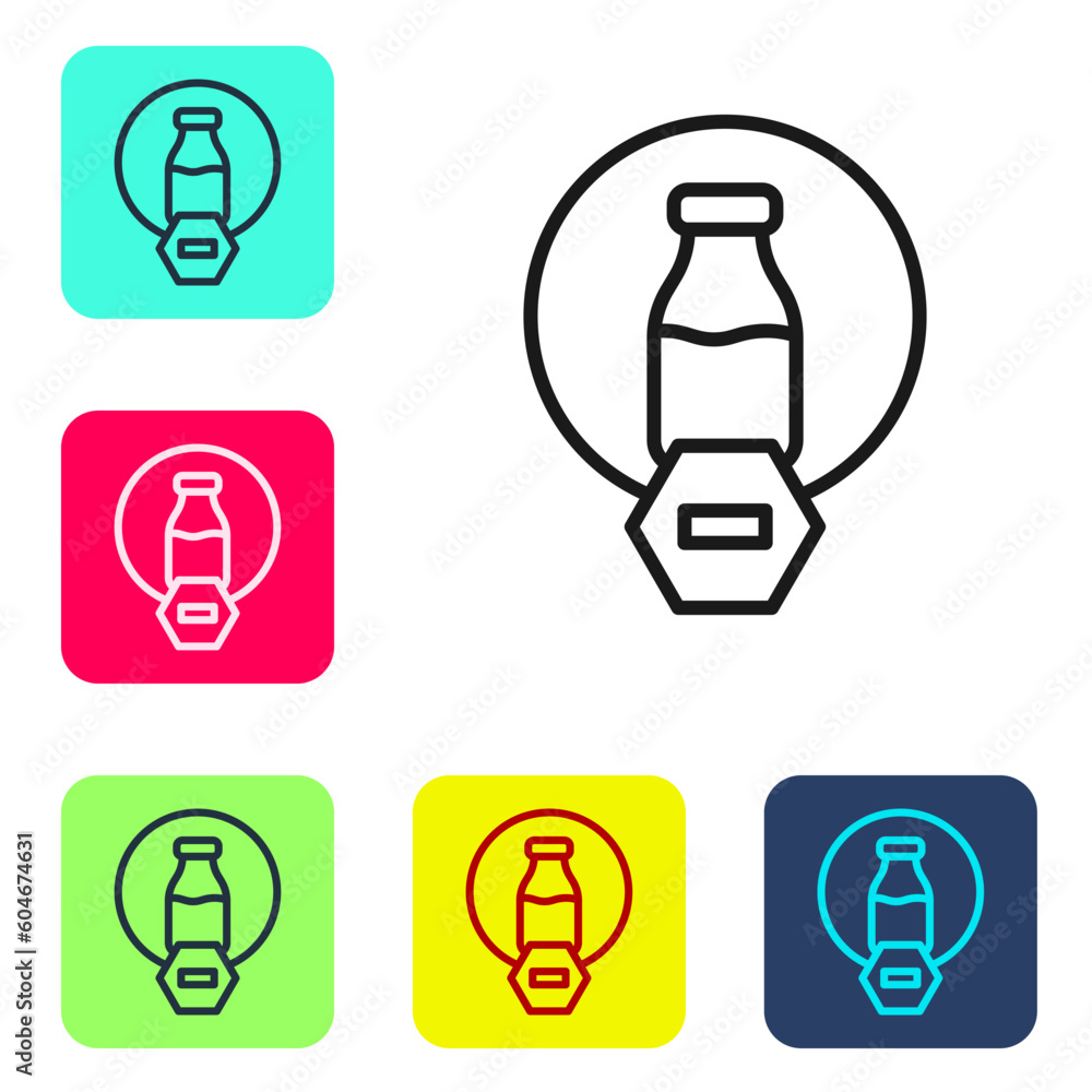 Poster black line lactose free icon isolated on white background. set icons in color square buttons. vector