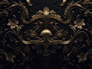 Royal vintage Victorian Gothic background Rococo venzel and whorl created with Generative AI technology.