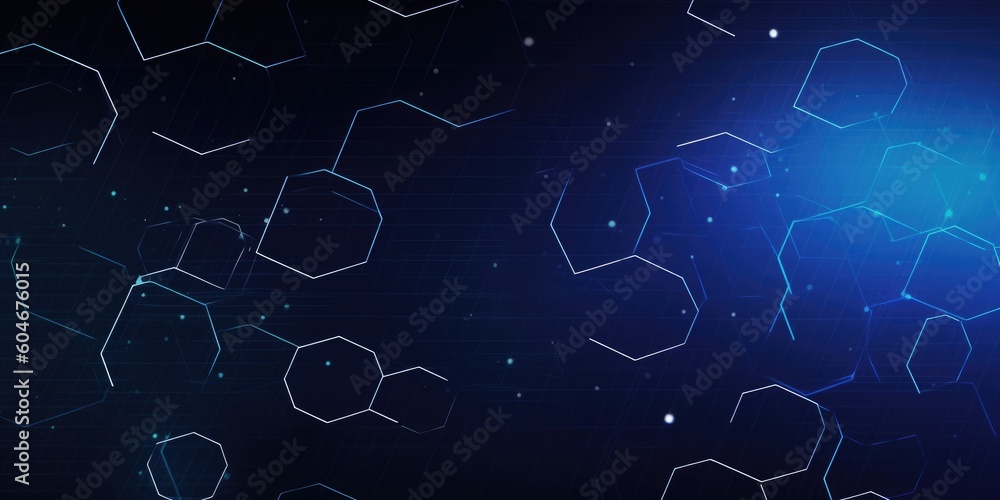 Poster blue hexagon technology abstract background. generative ai aig21.