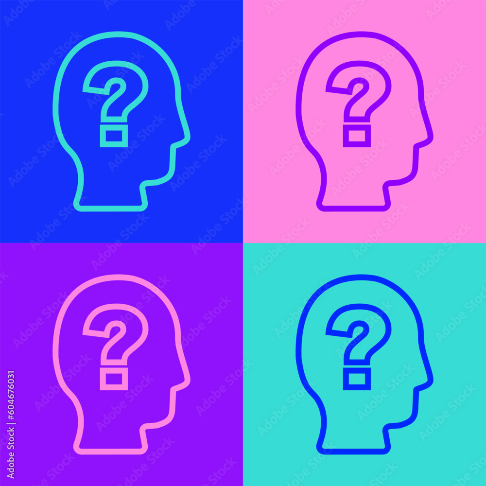 Poster pop art line worker icon isolated on color background. business avatar symbol user profile icon. mal