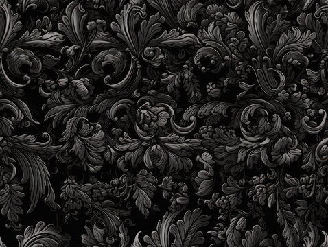 Seamless pattern Royal vintage Victorian Gothic background Rococo venzel and whorl created with Generative AI technology.