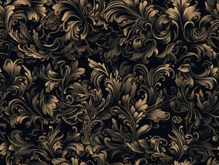 Seamless pattern Royal vintage Victorian Gothic background Rococo venzel and whorl created with Generative AI technology.