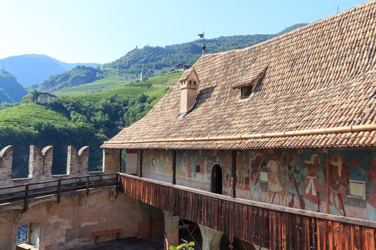 Inner courtyard of Runkelstein Castle in Ritten near Bolzano, South Tyrol, Italy
