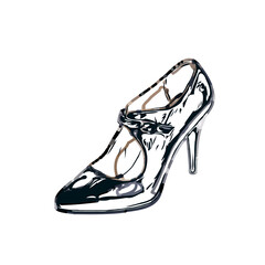 color sketch of women's shoes with transparent background
