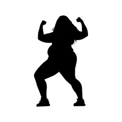 Fototapeta na wymiar Vector illustration. Fat woman silhouette. Sports. Slimming.