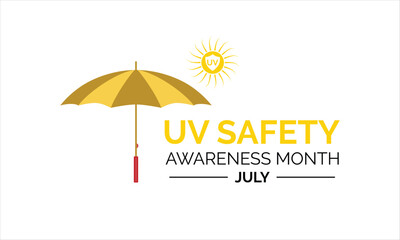 UV safety month is observed every year in July . it is responsible for summer tans and sunburns. Vector illustration