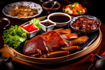 Generative AI Peking Roast Duck Peking duck is a dish from Beijing Food Photography