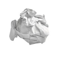  One white crumpled paper ball over isolated background