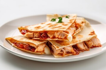 Generative AI Quesadilla chicken mexico in plate mexican food top view Food Photography