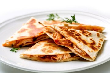 Generative AI Quesadilla chicken mexico in plate mexican food top view Food Photography