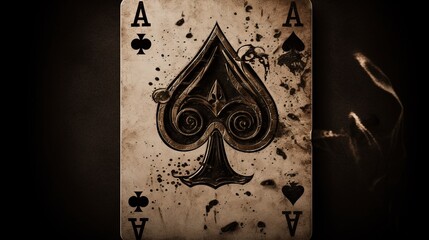 illustration close up of Ace spades play card, Generative Ai