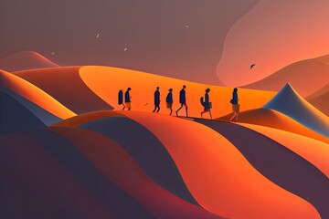 Abstract People at Golden Hour Generative AI