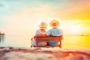 Relax summer couple on the beach with blue skies