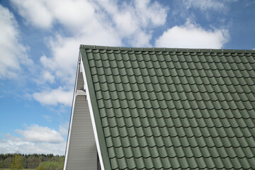Fototapeta na wymiar Metal tile.Roof for the house. Modern coatings for the roof of the house.