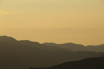 Sihouette of a montain in the sunrise